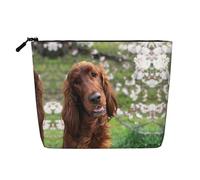 Funny Irish Setter, Daily Use Makeup Cosmetic Bag Imitation Linen Makeup Bag Portable Travel Toiletry Bag