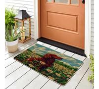 Funny Irish Setter Dog Front Black Door Mat Outside Inside Entrance 29 * 17, Spring Pixel Daisy Chien Outdoor Indoor Non Slip Doormat, Small Puppy Classroom Patio Garage Shoes Off Doormat