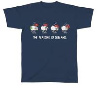Funny Irish Sheep T-Shirt - The Seasons of Ireland - Novelty Navy, navy, M