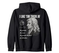 Funny Isaac Newton I Like Em Thick AF Physics & Gravity Pun Zip Hoodie