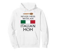 Funny Italian Mom Italy Flag - Wooden Spoon Warning Graphic Pullover Hoodie