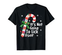 Funny It's Going to Lick Itself Naughty Christmas Candy Cane T-Shirt