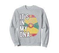 Funny it's in my DNA Grenada flag Fingerprint Sweatshirt, Adult Unisex, Heather Grey, Medium
