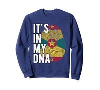 Funny it's in my DNA Grenada flag Fingerprint Sweatshirt, Adult Unisex, Navy Blue, Large