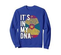 Funny it's in my DNA Grenada flag Fingerprint Sweatshirt, Adult Unisex, Royal Blue, Large