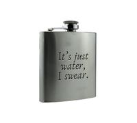 Funny 'It's Just Water - I Swear' Stainless Steel Flask (hip-ds23-swearrg)