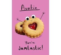 Funny Jamtastic Birthday Card for Auntie, Cute Biscuit Design with Heart