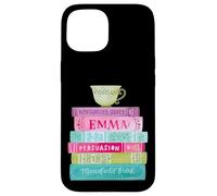 Funny Jane Austen Book Stack Tea Fans Vintage Literary Case for iPhone 15