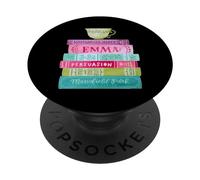 Funny Jane Austen Book Stack Tea Fans Vintage Literary PopSockets Adhesive PopGrip