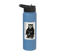 Funny Japanese Anime Manga Style Samurai Warrior Bird Owl Stainless Steel Insulated Water Bottle