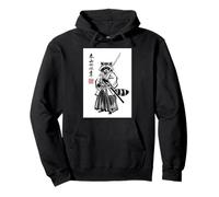 Funny Japanese Anime Manga Style Warrior Trash Panda Raccoon Pullover Hoodie