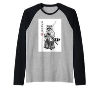 Funny Japanese Anime Manga Style Warrior Trash Panda Raccoon Raglan Baseball Tee