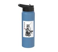 Funny Japanese Anime Manga Style Warrior Trash Panda Raccoon Stainless Steel Insulated Water Bottle