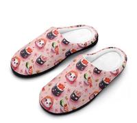 Funny Japanese Food Sushi Men's Cotton Slippers Closed Toe House Shoes Non-Slip Lightweight Slippers for Indoor Outdoor