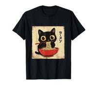 Funny Japanese Kawaii Anime Cat Eating Ramen Noodle Kids T-Shirt