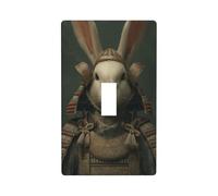 Funny Japanese Rabbit Samurai Sword Aesthetic Light Switch Cover Decorative Single Toggle 1 Gang Wall Plate for Kitchen Farmhouse Bedroom Bathroom Art Decor