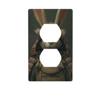 Funny Japanese Rabbit Samurai Sword Aesthetic Outlet Cover Light Switch Cover Decorative 1 Gang Wall Plate for Kitchen Room Bathroom Size 7x11.4cm