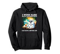 Funny Japanese Spitz Dog I Work Hard Japanese Spitz Lovers Pullover Hoodie