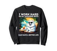 Funny Japanese Spitz Dog I Work Hard Japanese Spitz Lovers Sweatshirt