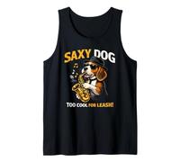 Funny Jazz Dog Playing Saxophone Tank Top