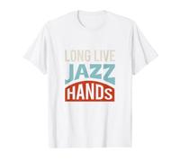 Funny Jazz Saying Long Live Jazz Hands Value Graphic T-Shirt, Men, White, M