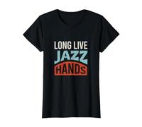 Funny Jazz Saying Long Live Jazz Hands Value Graphic T-Shirt, Women, Black, S