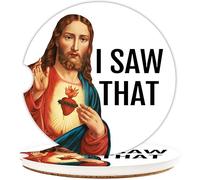 Funny Jesus Car Coasters for Cup Holders - I Saw That, Cute Christian Car Accessories for Women, Funny Gag Religious & Faith Gift, 2 Pack Absorbent Ceramic Cup Holder Coaster for Car to Keep Clean
