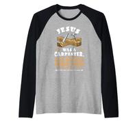 Funny Jesus Carpenter Christian Woodworking Tools Apprentice Raglan Baseball Tee