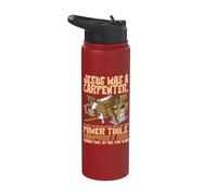 Funny Jesus Carpenter Christian Woodworking Tools Apprentice Stainless Steel Insulated Water Bottle
