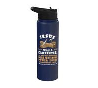 Funny Jesus Carpenter Christian Woodworking Tools Apprentice Stainless Steel Insulated Water Bottle