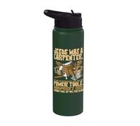Funny Jesus Carpenter Christian Woodworking Tools Apprentice Stainless Steel Insulated Water Bottle