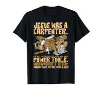 Funny Jesus Carpenter Christian Woodworking Tools Apprentice Value Graphic T-Shirt, Men, Black, M