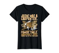 Funny Jesus Carpenter Christian Woodworking Tools Apprentice Value Graphic T-Shirt, Women, Black, XL
