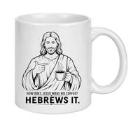 Funny Jesus Christian Ceramic Coffee Mug Gifts,How Does Jesus Make His Coffee CoffeeMug,Religious Humor Gift, Birthday Gift for Friends Coworkers Bible Verse Faith Cup