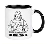 Funny Jesus Christian Ceramic Coffee Mug Gifts,How Does Jesus Make His Coffee CoffeeMug,Religious Humor Gift, Birthday Gift for Friends Coworkers Bible Verse Faith Cup