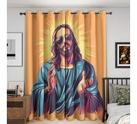 Funny Jesus Curtains Blackout, 46x54 Inch 2 Panels - Faith Christian Pattern Black Out Curtains, Home Decor, 54 Drop Eyelet Window Drapes for Bedroom, Living Room PP&73