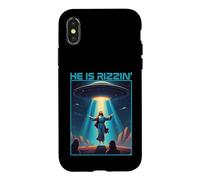Funny jesus rizzin easter Ufo alien abduction space christ Case for iPhone X/XS