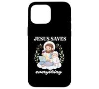 Funny JESUS SAVES Everything Christian Laptop Lamb Case for iPhone 16 Pro Max
