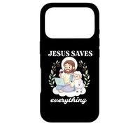 Funny JESUS SAVES Everything Christian Laptop Lamb Case for iPhone 17 Pro