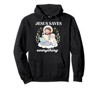 Funny JESUS SAVES Everything Christian Laptop Lamb Pullover Hoodie