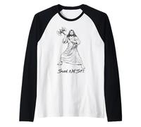 Funny Jesus with Battle Axe Saved Not Soft Cute Christian Raglan Baseball Tee