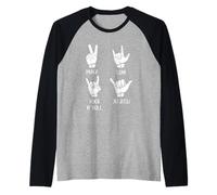 Funny Jiu Jitsu Peace Love Rock N Roll BJJ Training Raglan Baseball Tee