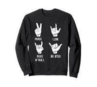 Funny Jiu Jitsu Peace Love Rock N Roll BJJ Training Sweatshirt