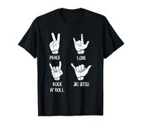Funny Jiu Jitsu Peace Love Rock N Roll BJJ Training T-Shirt