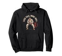 Funny Jiu Jitsu Quotes Funny BJJ Memes Less Talk More Roll Pullover Hoodie