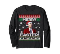 Funny Joe Biden Merry Easter Ugly Christmas Sweater Long Sleeve T-Shirt