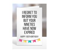 Funny, Joke, 100th Birthday Card NINETIES Have Expired, Mum, Dad, Cousin, Aunt, Uncle, Grandma, Grandpa, Grandparents, Present for Men, Women, A5-189_19