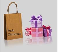Funny Joke Gift Bag, 'Fuck Christmas' Print, Brown | secret Santa | stocking filler Christmas bag