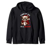 Funny Joke I'm A Delight Xmas Santa Raccoon Drinking Coffee Zip Hoodie