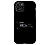 Funny Joke Programming If Coding Headphones Focus T-Shirt Case for iPhone 11 Pro